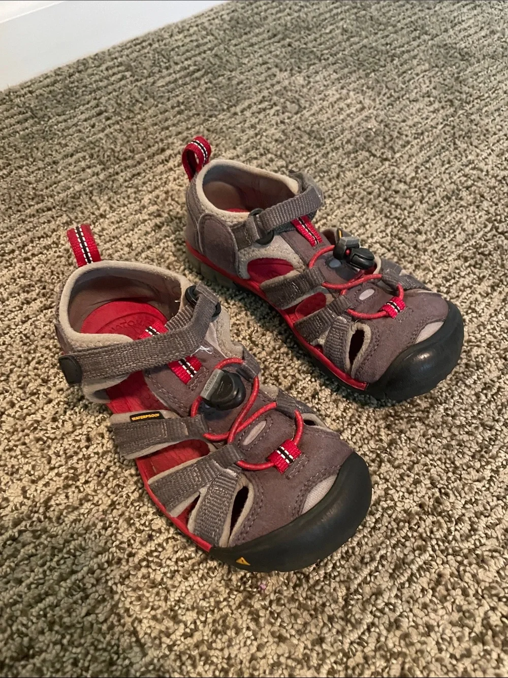 Kids Keen Grey and Red Shoes Size 12